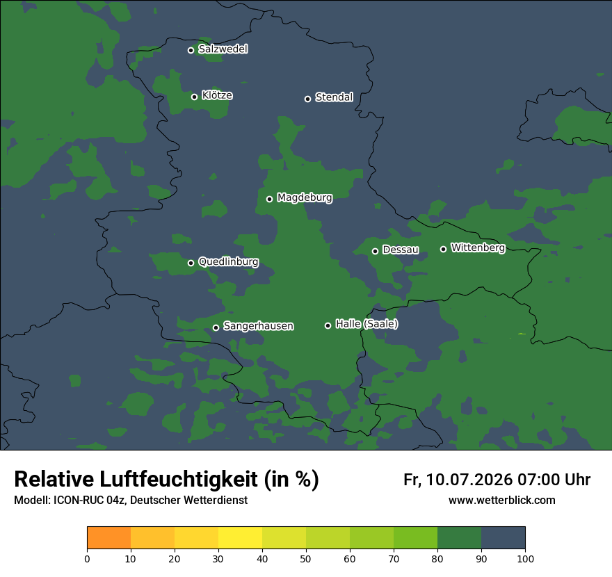 Modellkarte ICON-RUC – relhum – st