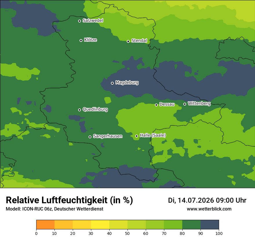 Modellkarte ICON-RUC – relhum – st