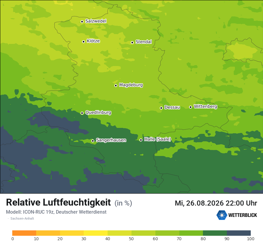 Modellkarte ICON-RUC – relhum – st