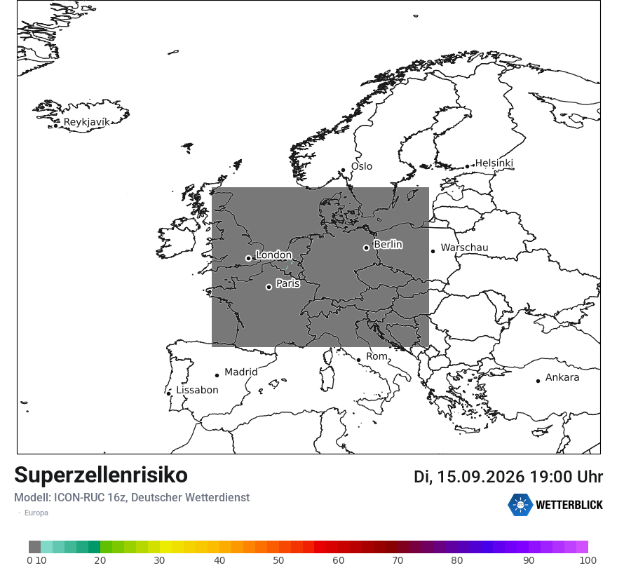 Modellkarte ICON-RUC – superzellenrisiko – europa