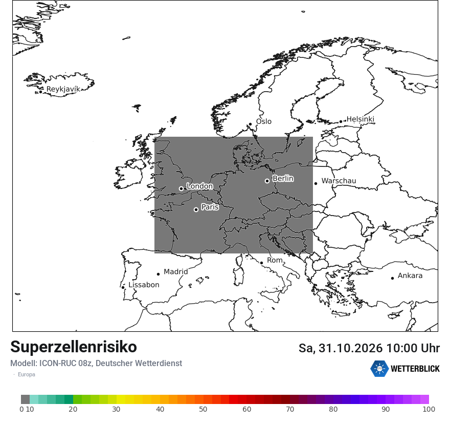 Modellkarte ICON-RUC – superzellenrisiko – europa