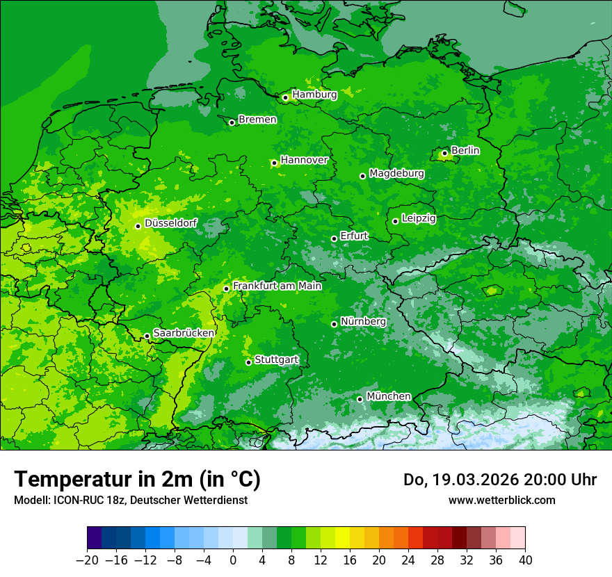 Modellkarte ICON-RUC – t2m – deutschland