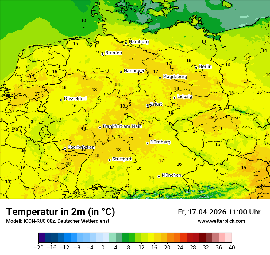 Modellkarte ICON-RUC – t2m – deutschland