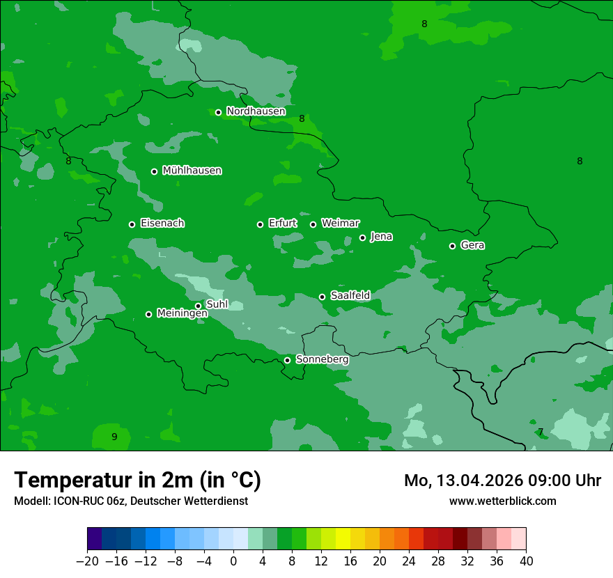 Modellkarte ICON-RUC – t2m – th