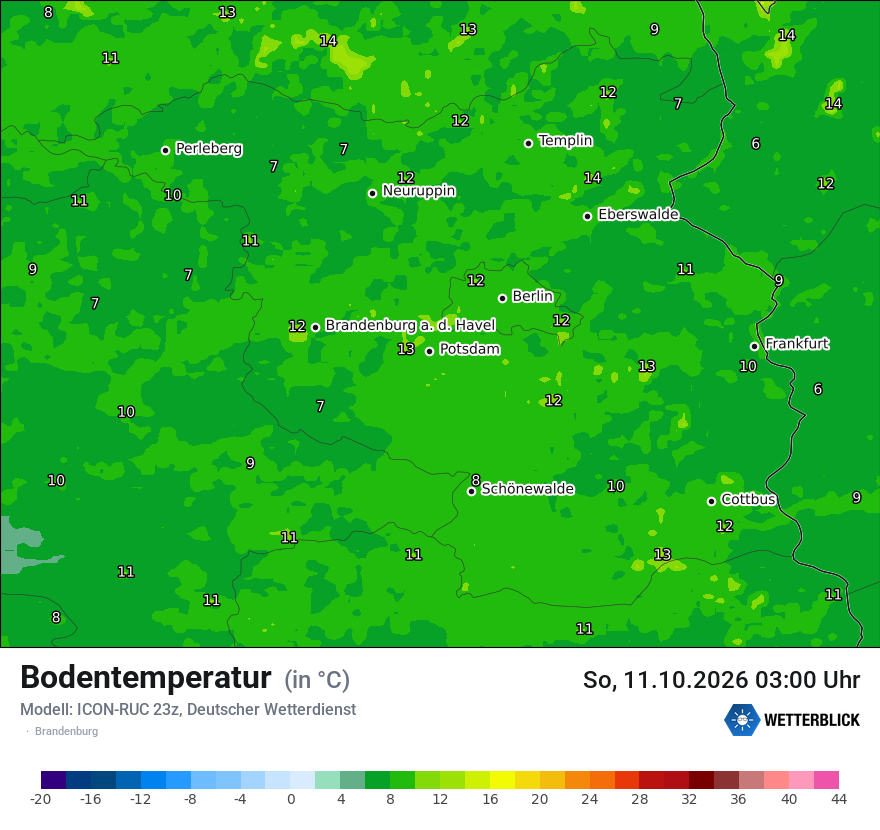 Modellkarte ICON-RUC – t_g – bb