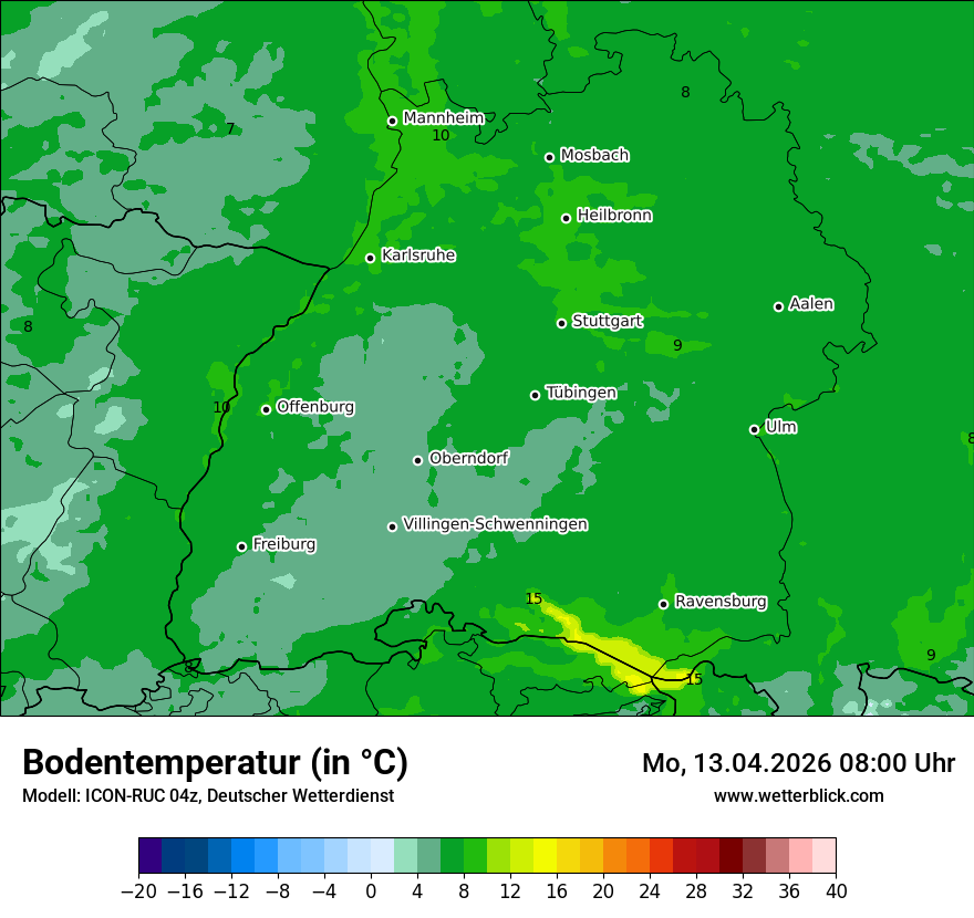 Modellkarte ICON-RUC – t_g – bw