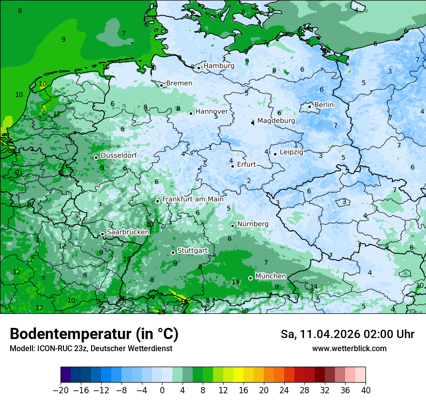 Modellkarte ICON-RUC – t_g – deutschland