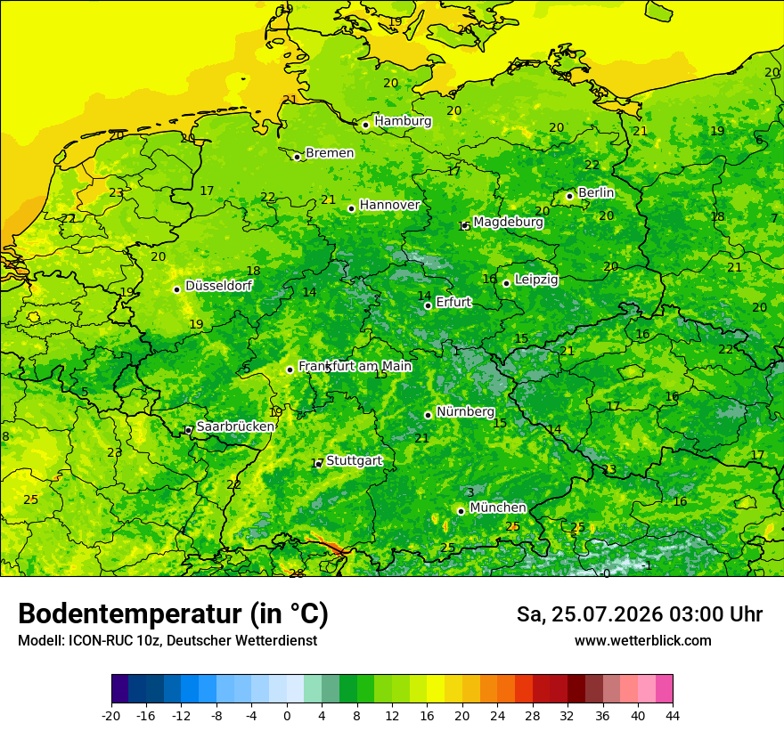 Modellkarte ICON-RUC – t_g – deutschland