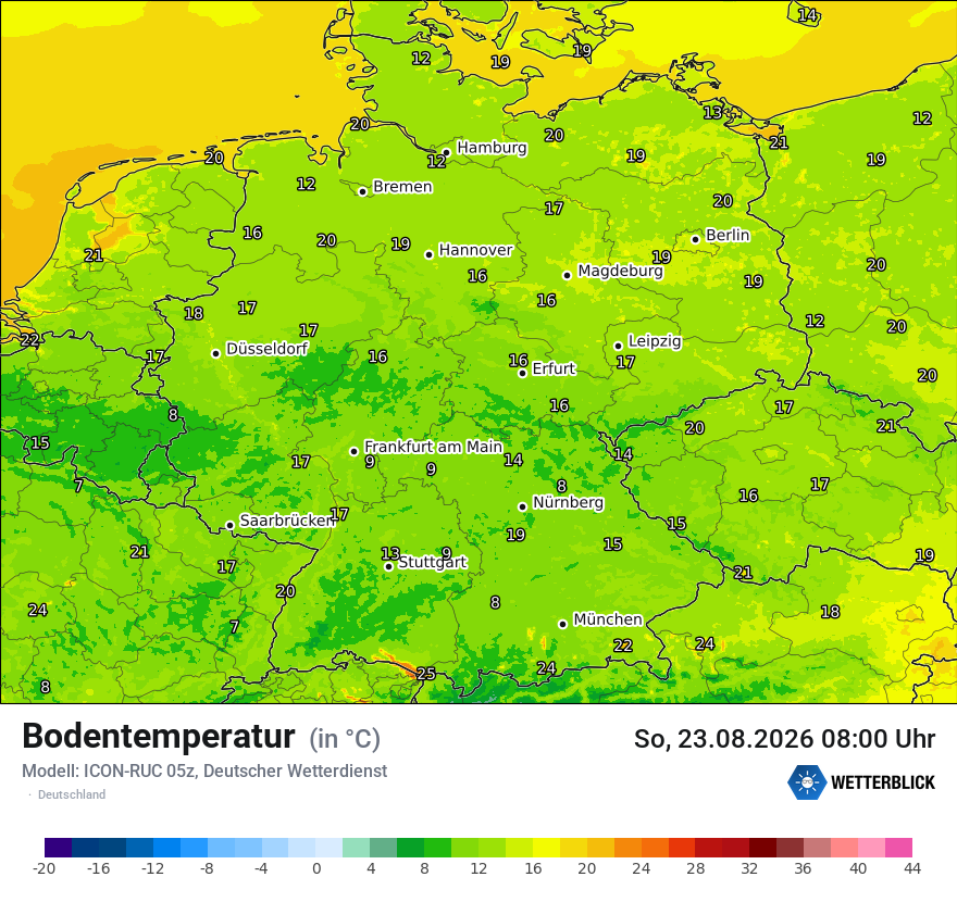 Modellkarte ICON-RUC – t_g – deutschland