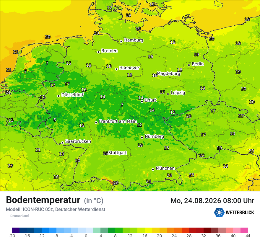 Modellkarte ICON-RUC – t_g – deutschland