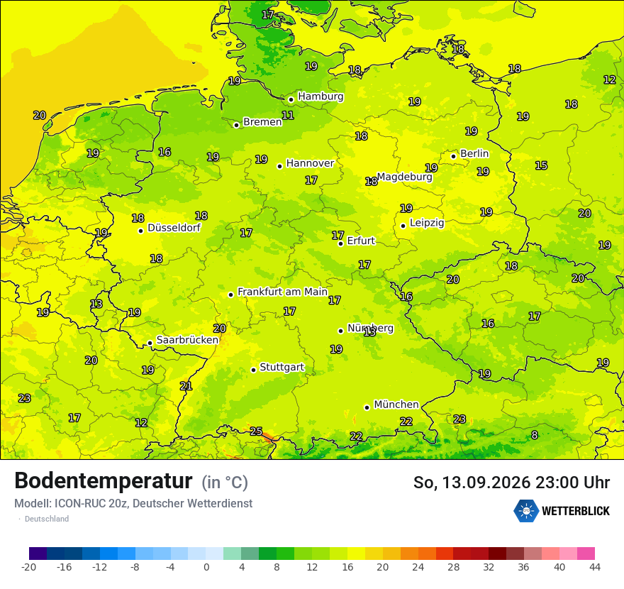 Modellkarte ICON-RUC – t_g – deutschland