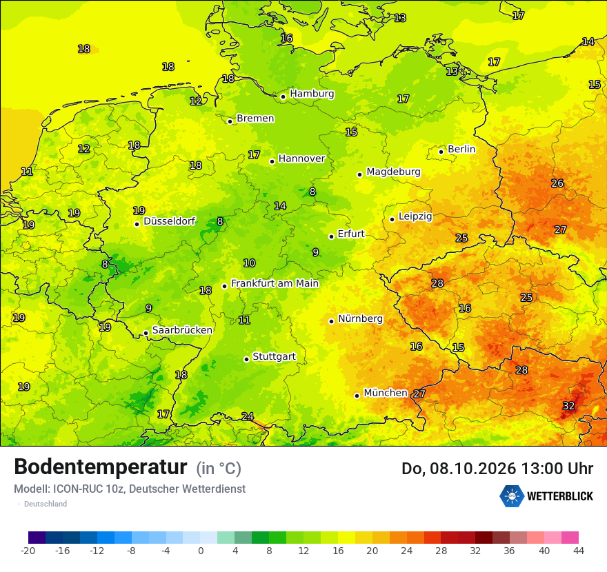 Modellkarte ICON-RUC – t_g – deutschland