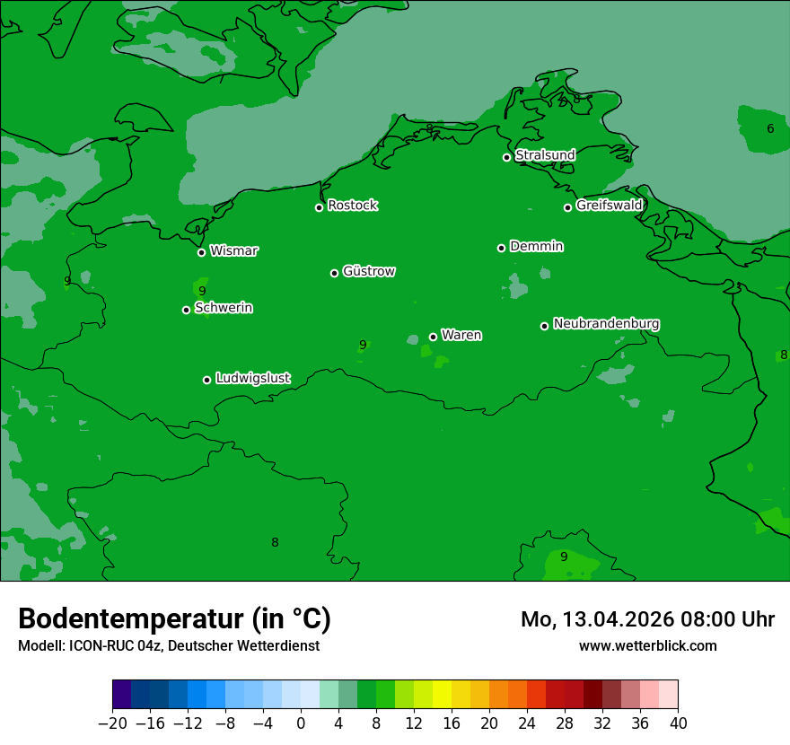 Modellkarte ICON-RUC – t_g – mv