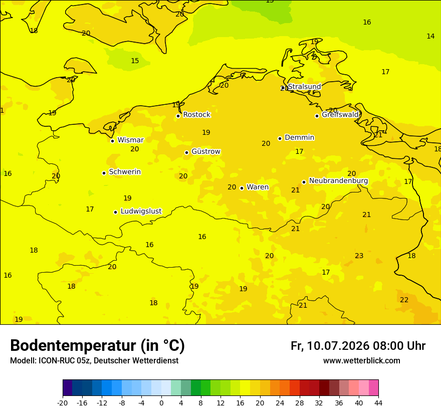 Modellkarte ICON-RUC – t_g – mv