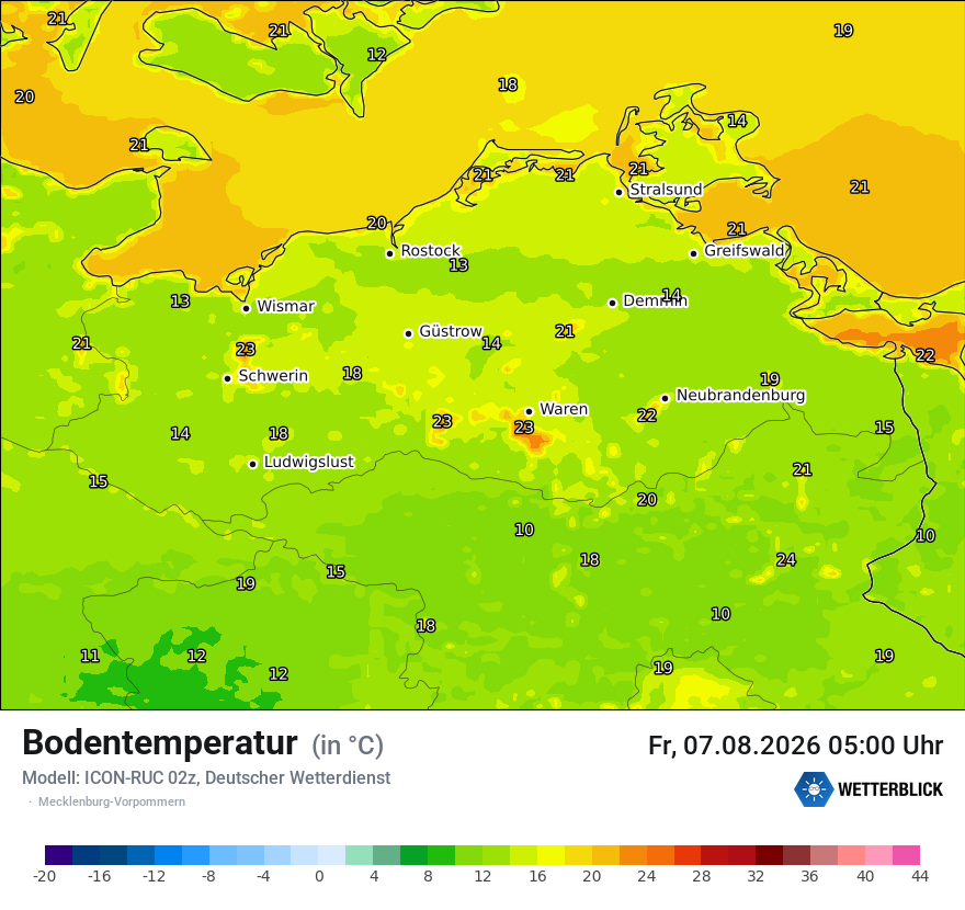 Modellkarte ICON-RUC – t_g – mv