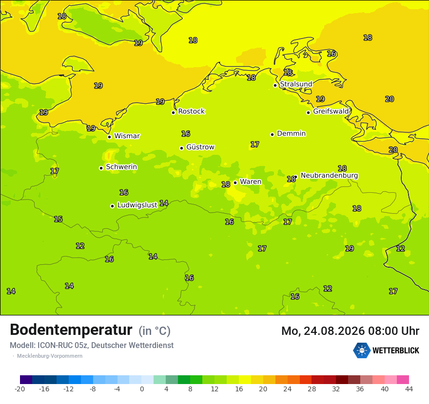 Modellkarte ICON-RUC – t_g – mv