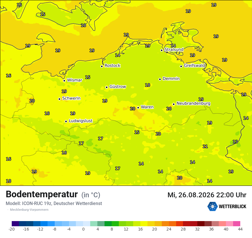 Modellkarte ICON-RUC – t_g – mv