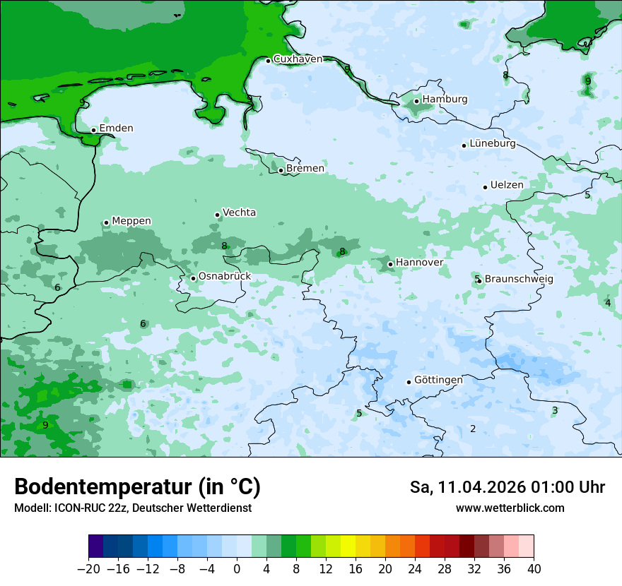 Modellkarte ICON-RUC – t_g – ni