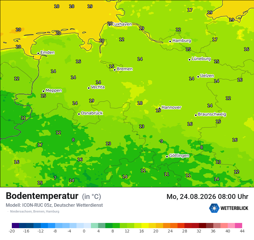 Modellkarte ICON-RUC – t_g – ni