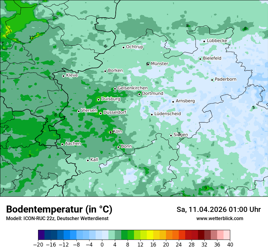 Modellkarte ICON-RUC – t_g – nrw