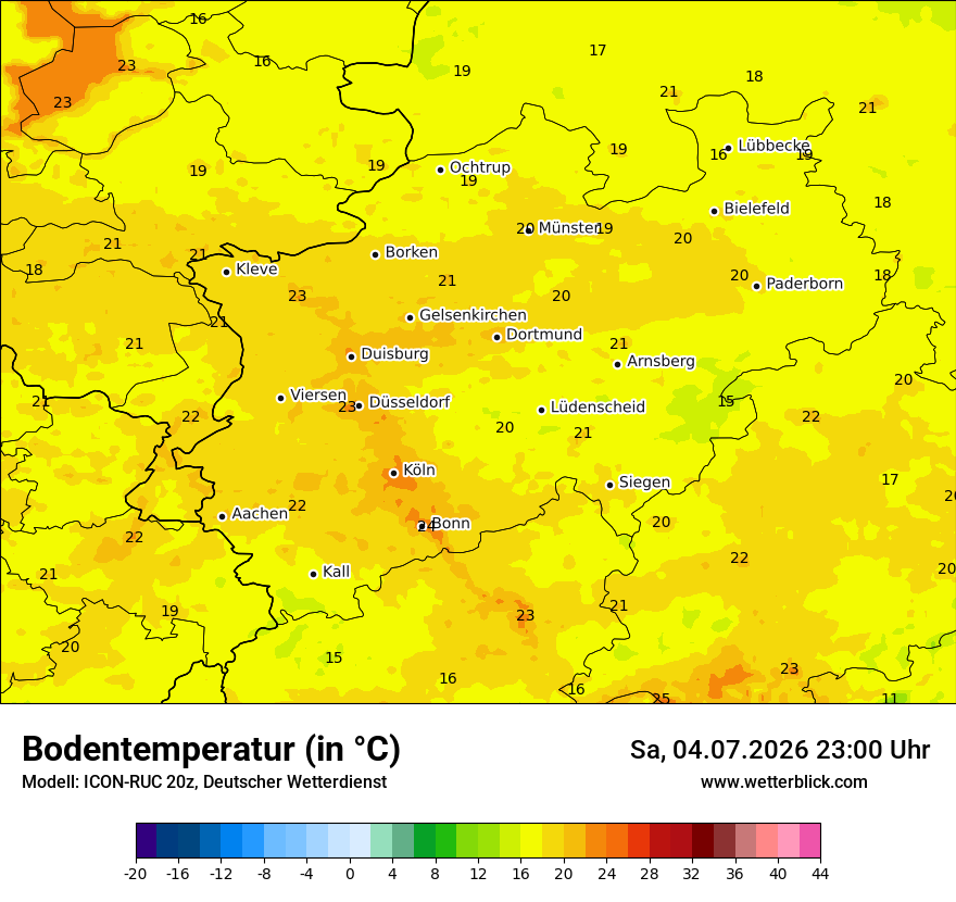 Modellkarte ICON-RUC – t_g – nrw