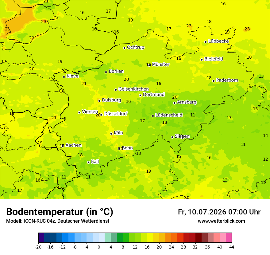 Modellkarte ICON-RUC – t_g – nrw