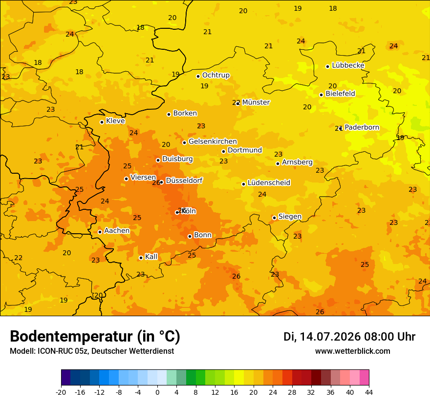 Modellkarte ICON-RUC – t_g – nrw