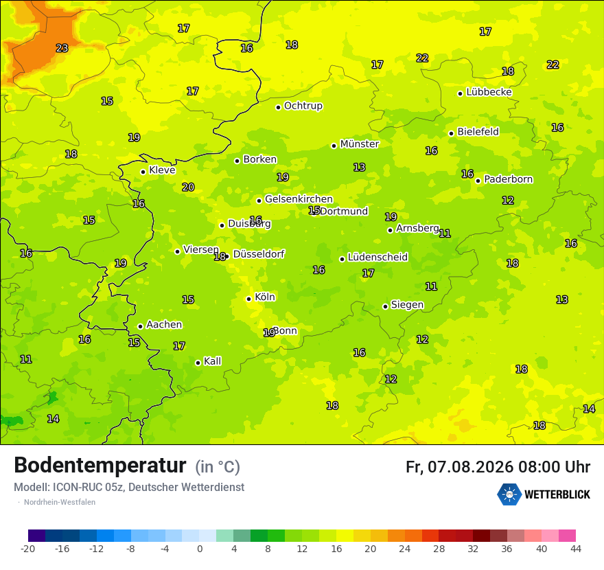Modellkarte ICON-RUC – t_g – nrw