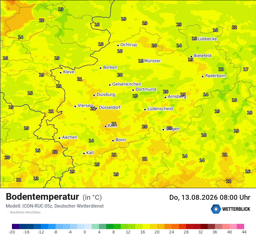 Modellkarte ICON-RUC – t_g – nrw