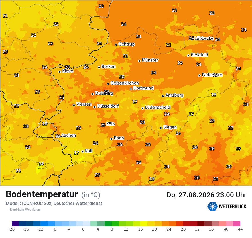 Modellkarte ICON-RUC – t_g – nrw