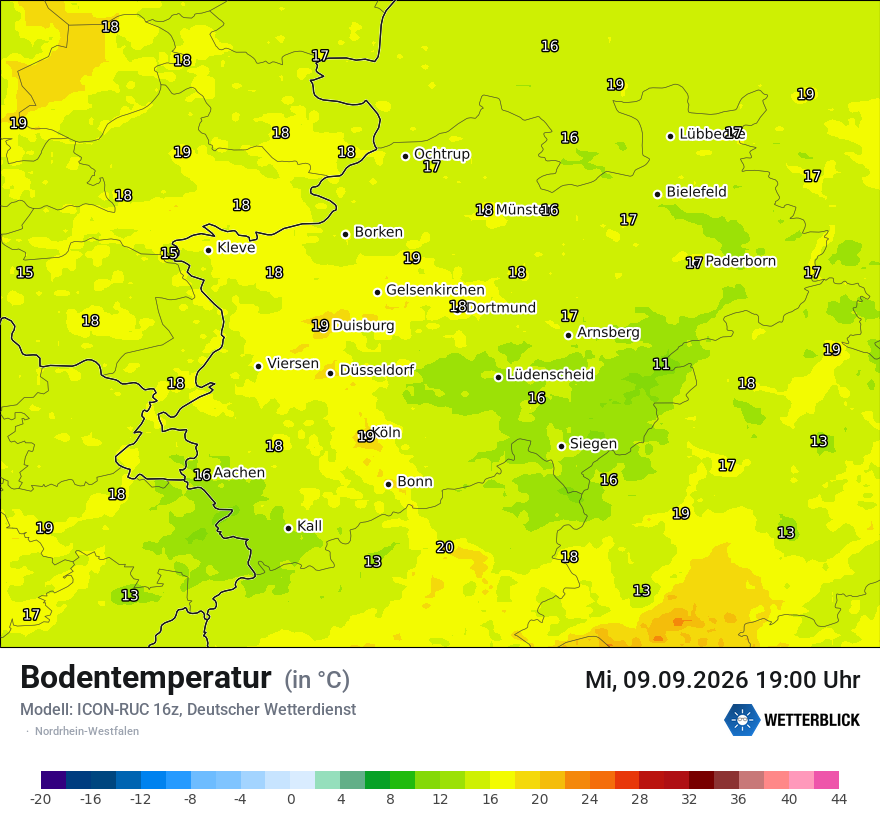 Modellkarte ICON-RUC – t_g – nrw