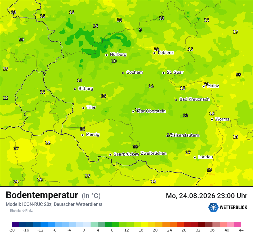 Modellkarte ICON-RUC – t_g – rp