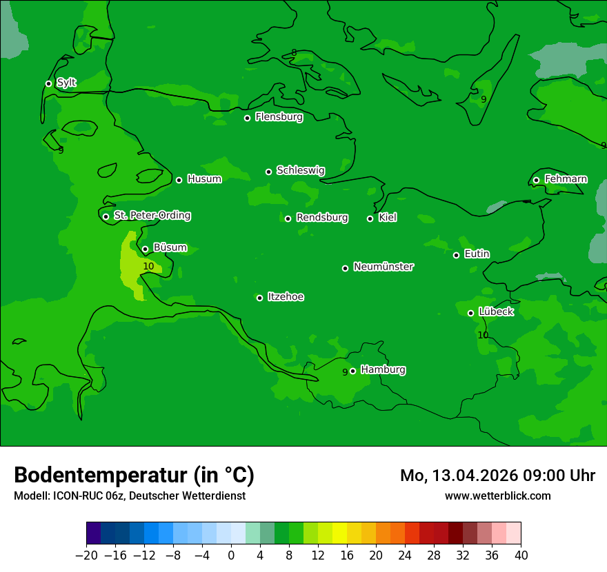 Modellkarte ICON-RUC – t_g – sh