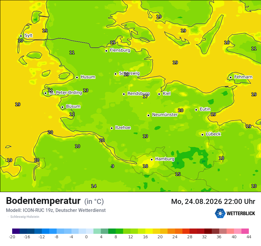 Modellkarte ICON-RUC – t_g – sh