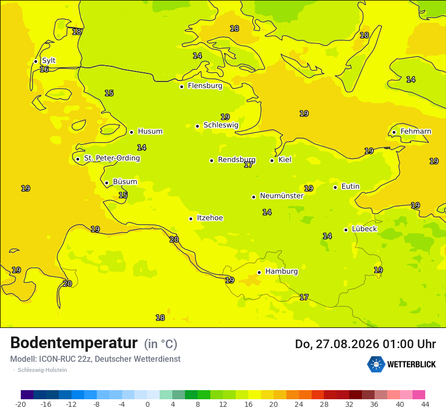 Modellkarte ICON-RUC – t_g – sh
