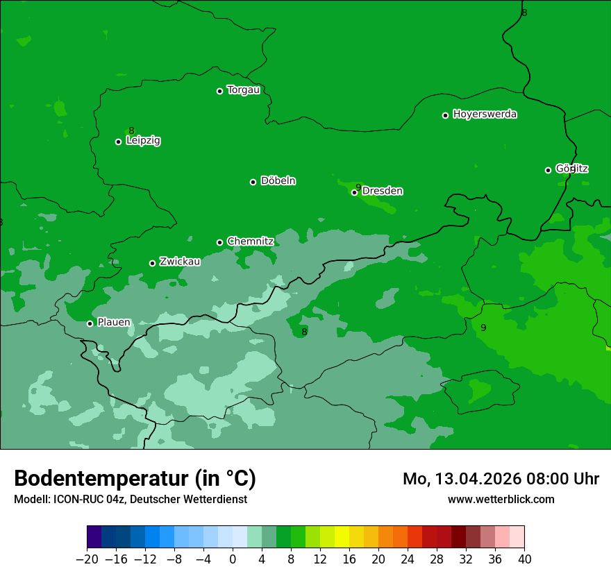 Modellkarte ICON-RUC – t_g – sn