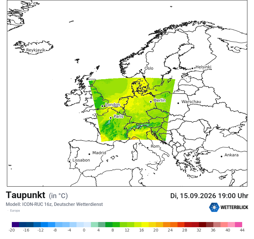Modellkarte ICON-RUC – td – europa