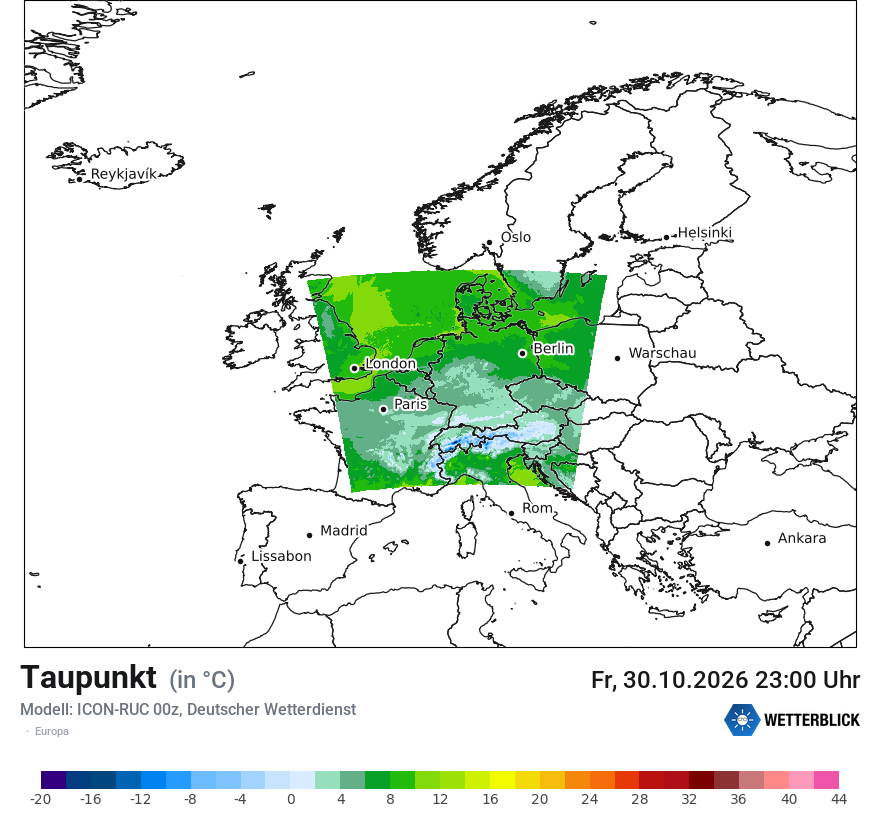 Modellkarte ICON-RUC – td – europa