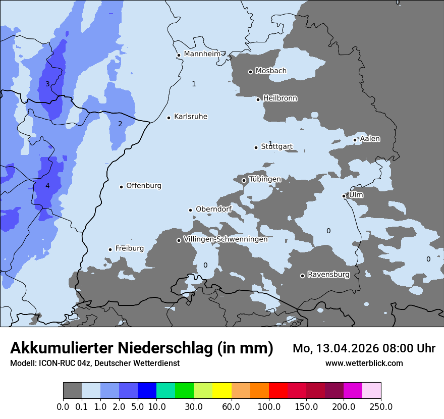 Modellkarte ICON-RUC – tot_prec – bw