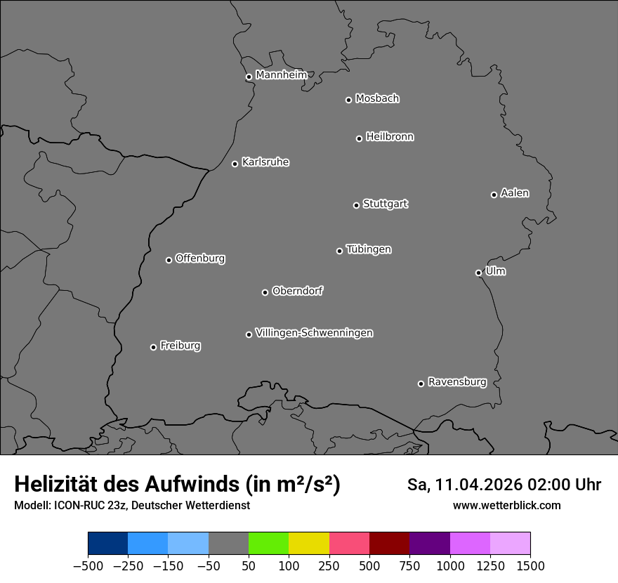 Modellkarte ICON-RUC – uh_max – bw