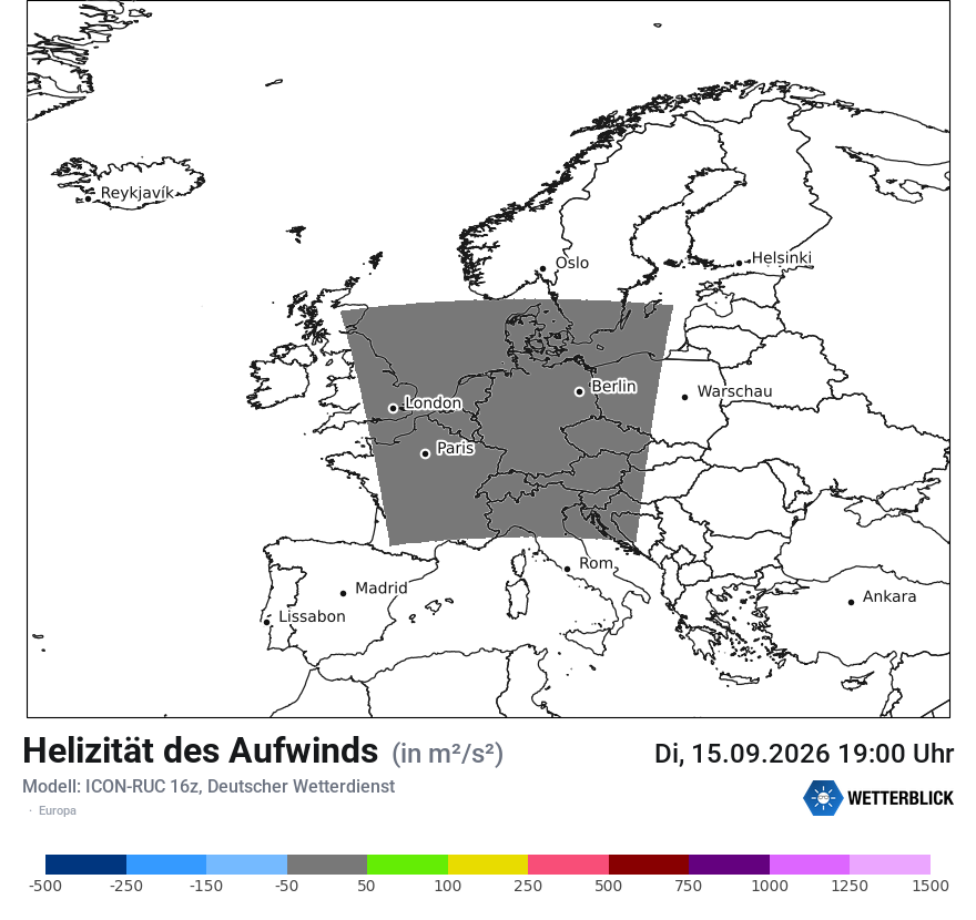 Modellkarte ICON-RUC – uh_max – europa