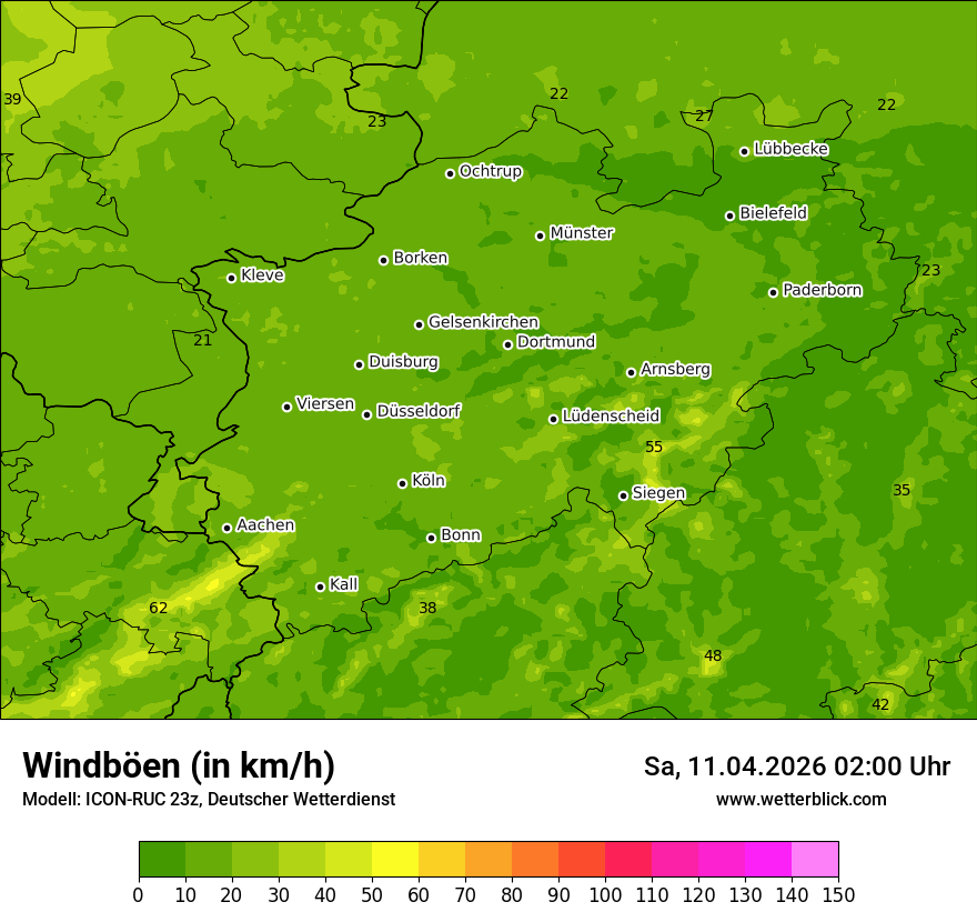 Modellkarte ICON-RUC – vmax – nrw