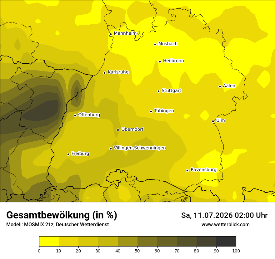 Modellkarte MOSMIX – clct – bw
