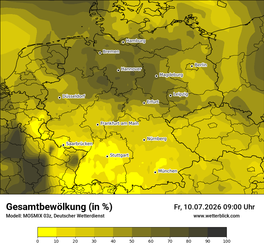 Modellkarte MOSMIX – clct – deutschland