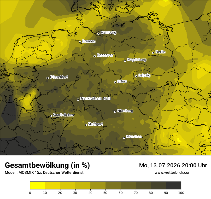 Modellkarte MOSMIX – clct – deutschland