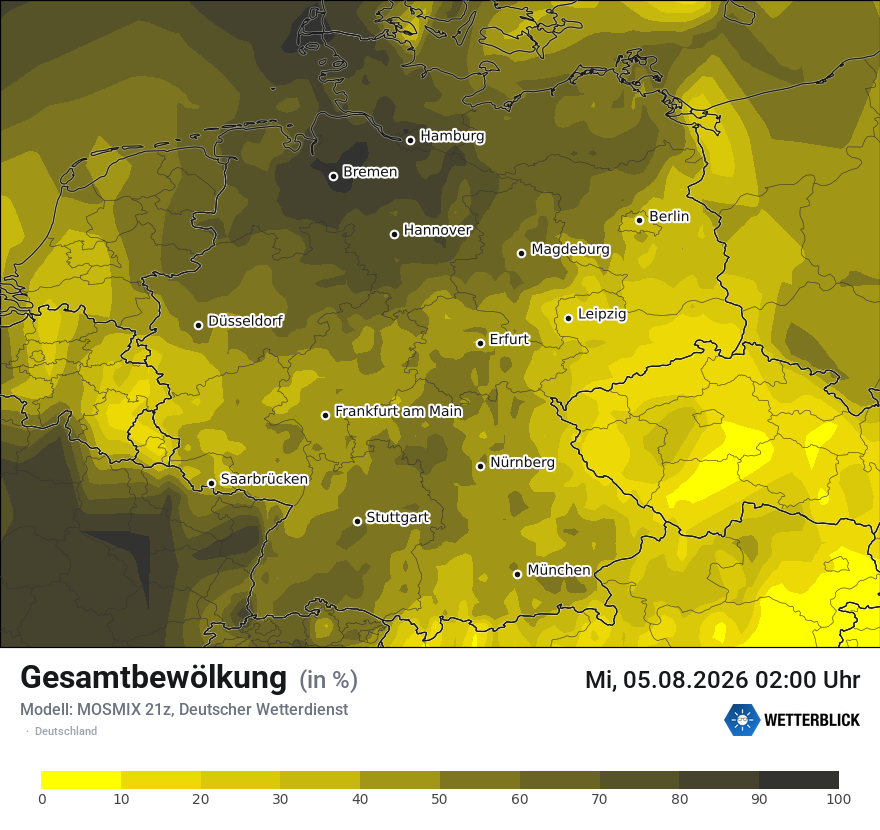 Modellkarte MOSMIX – clct – deutschland
