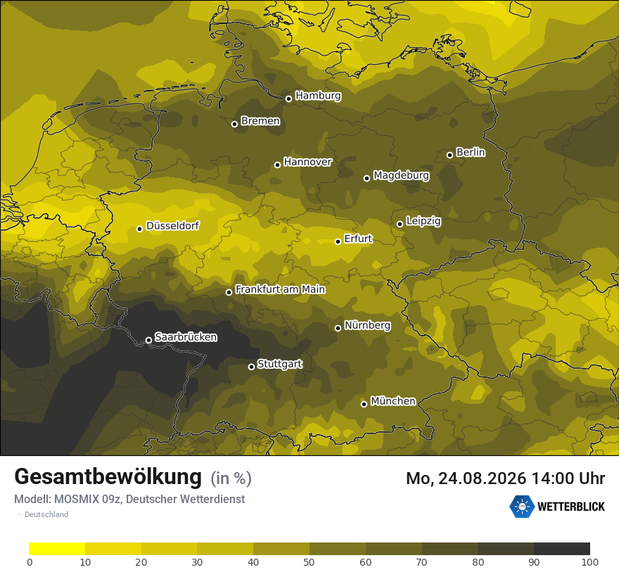 Modellkarte MOSMIX – clct – deutschland