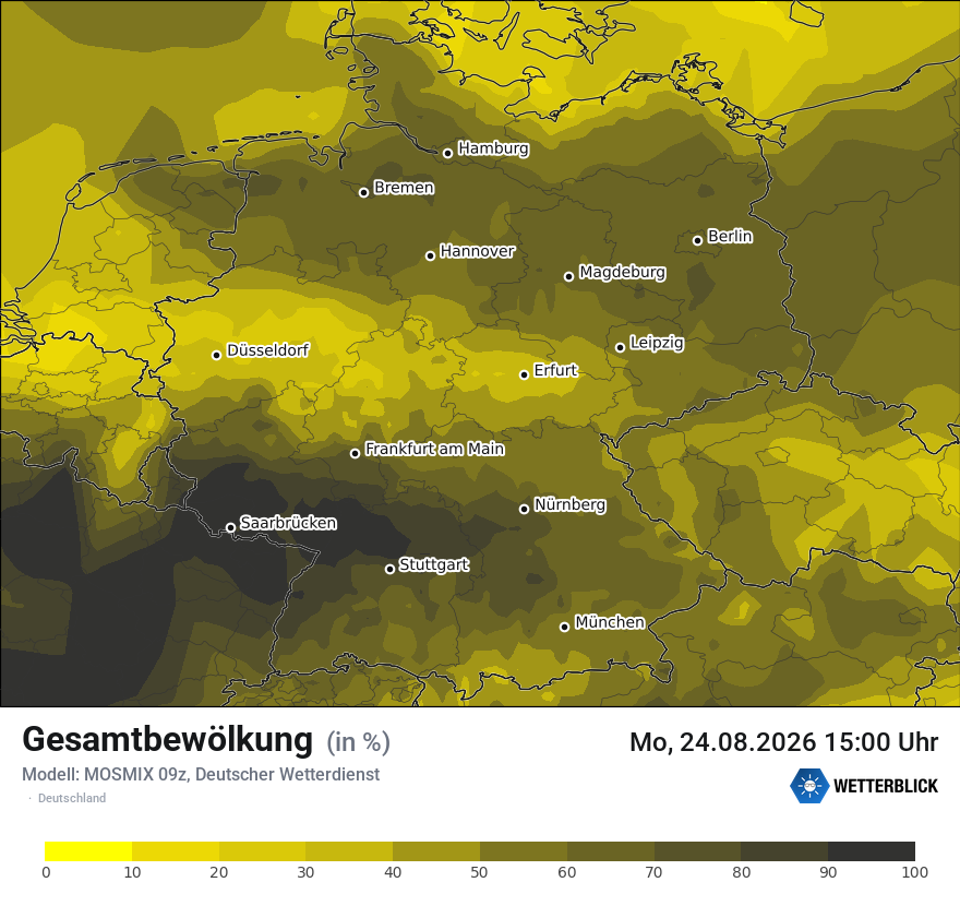 Modellkarte MOSMIX – clct – deutschland