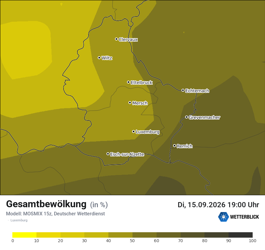 Modellkarte MOSMIX – clct – luxemburg