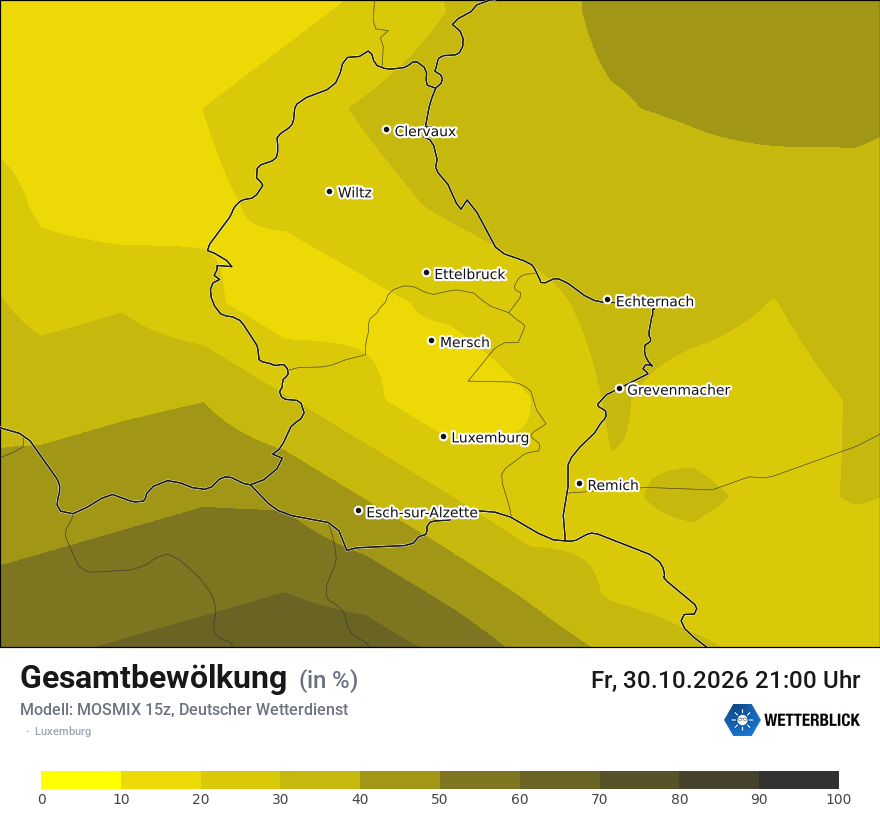 Modellkarte MOSMIX – clct – luxemburg
